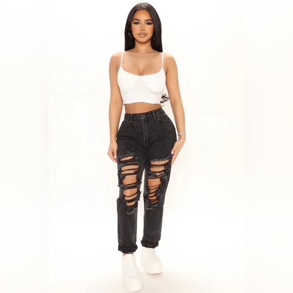 Fashion nova black ripped jeans - size 3 - Picture 4 of 9